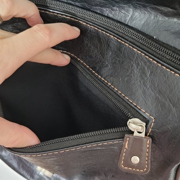 Mouflon Monarch Black Brown Soft Vegan Leather Crossbody Adjustable Strap Purse - Picture 4 of 11